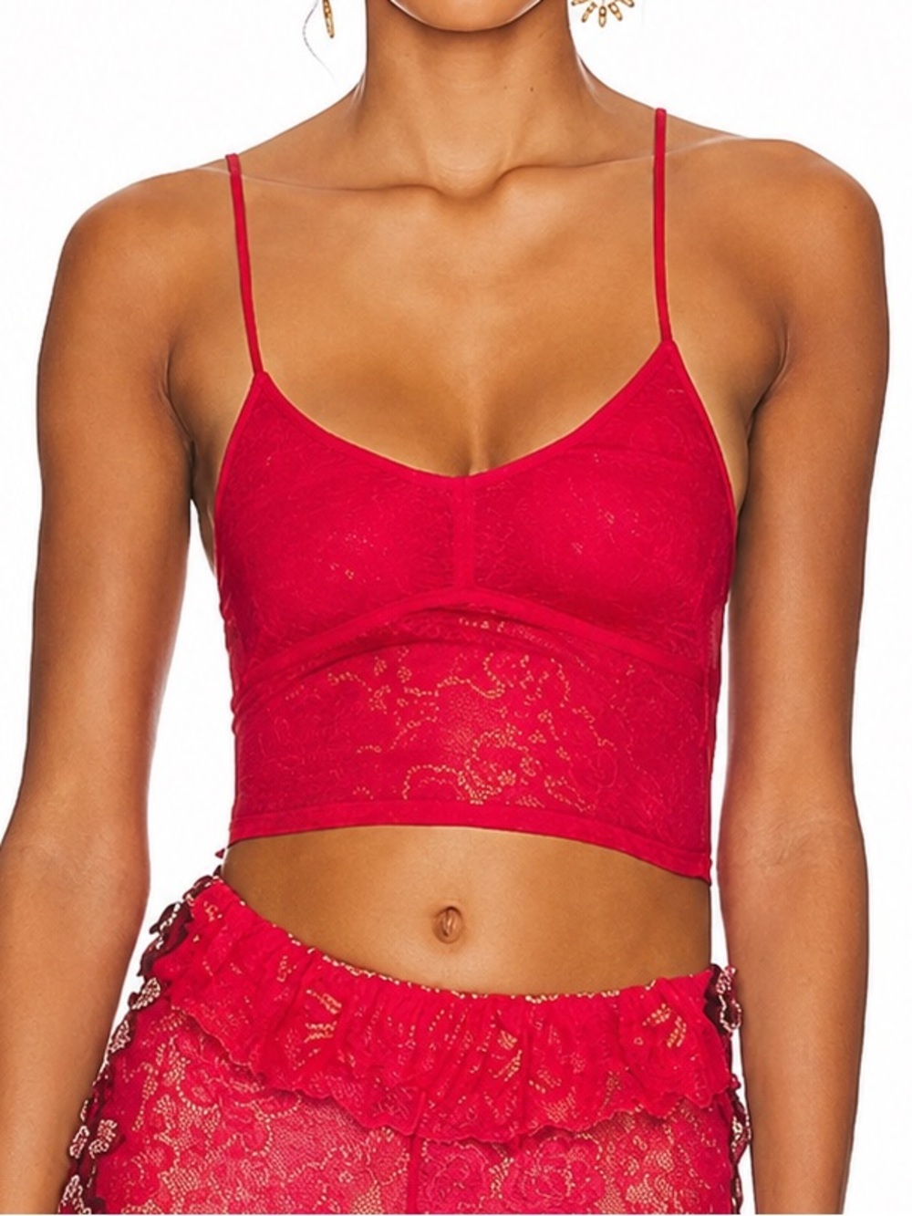 Boys Lie Red Sheer Lace Tank Top